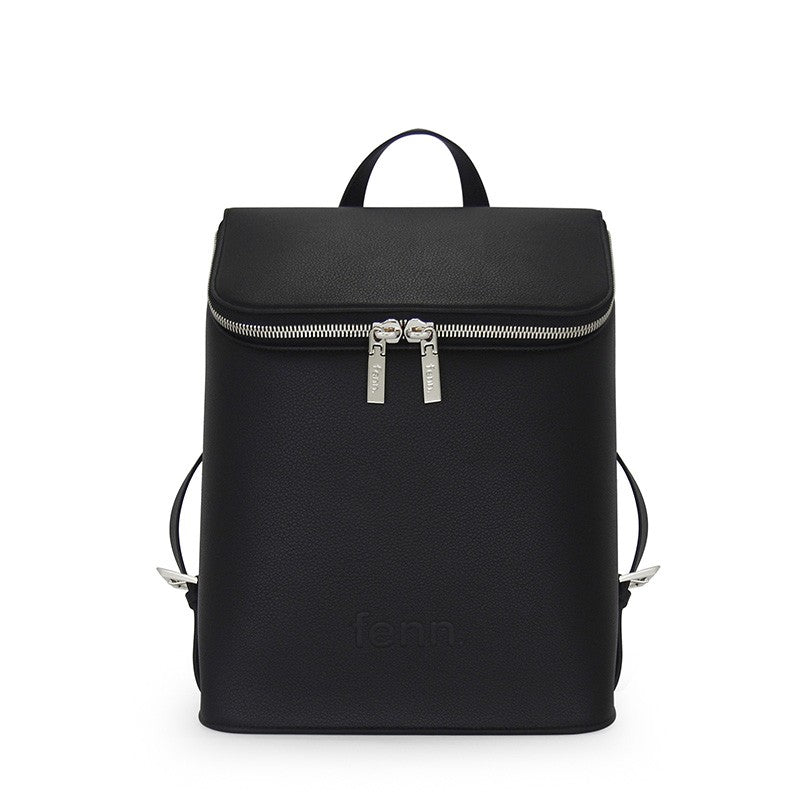 Fenn Satchel Backpack Black Silver Zip