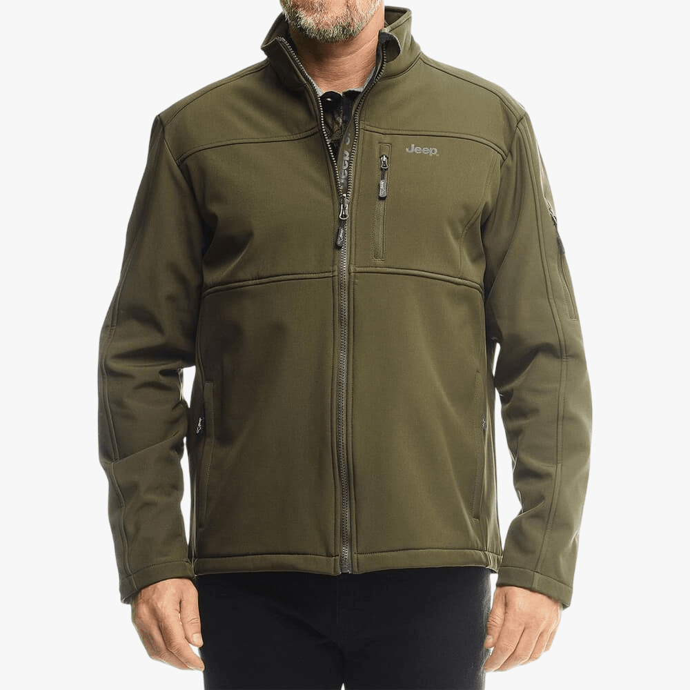Jeep Mens Funnel Neck Soft Shell Jacket Olive