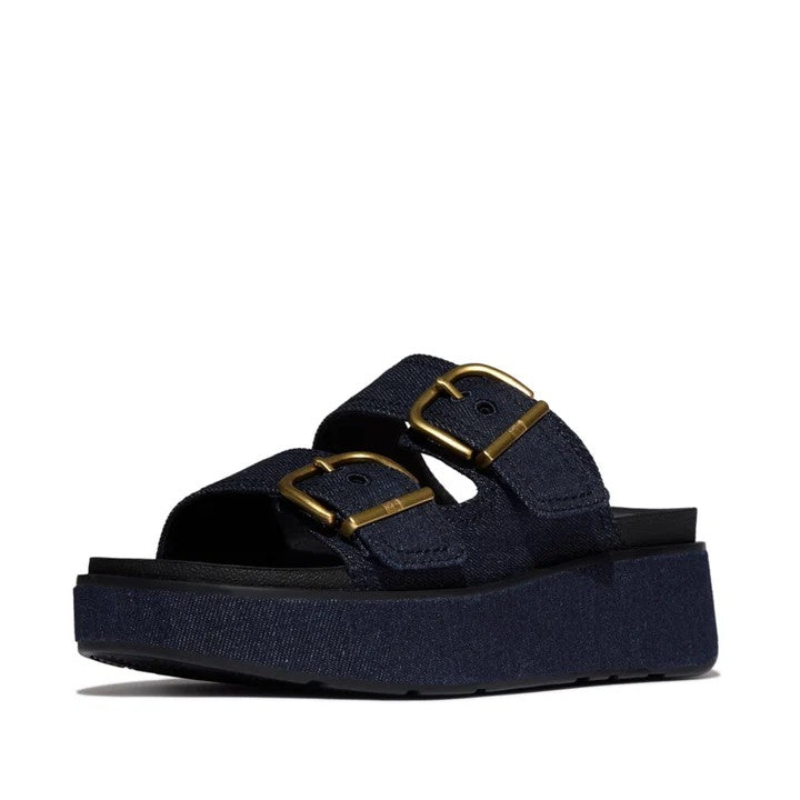 Fit Flop Womens Gen Ff Max 2 Buckle Slide Dark Denim