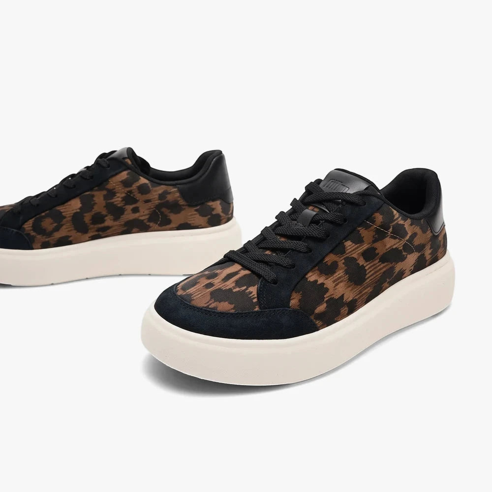 Fit Flop Womens Rtg Leopard Suede Sneaker Black Chocmix | Fit Flop