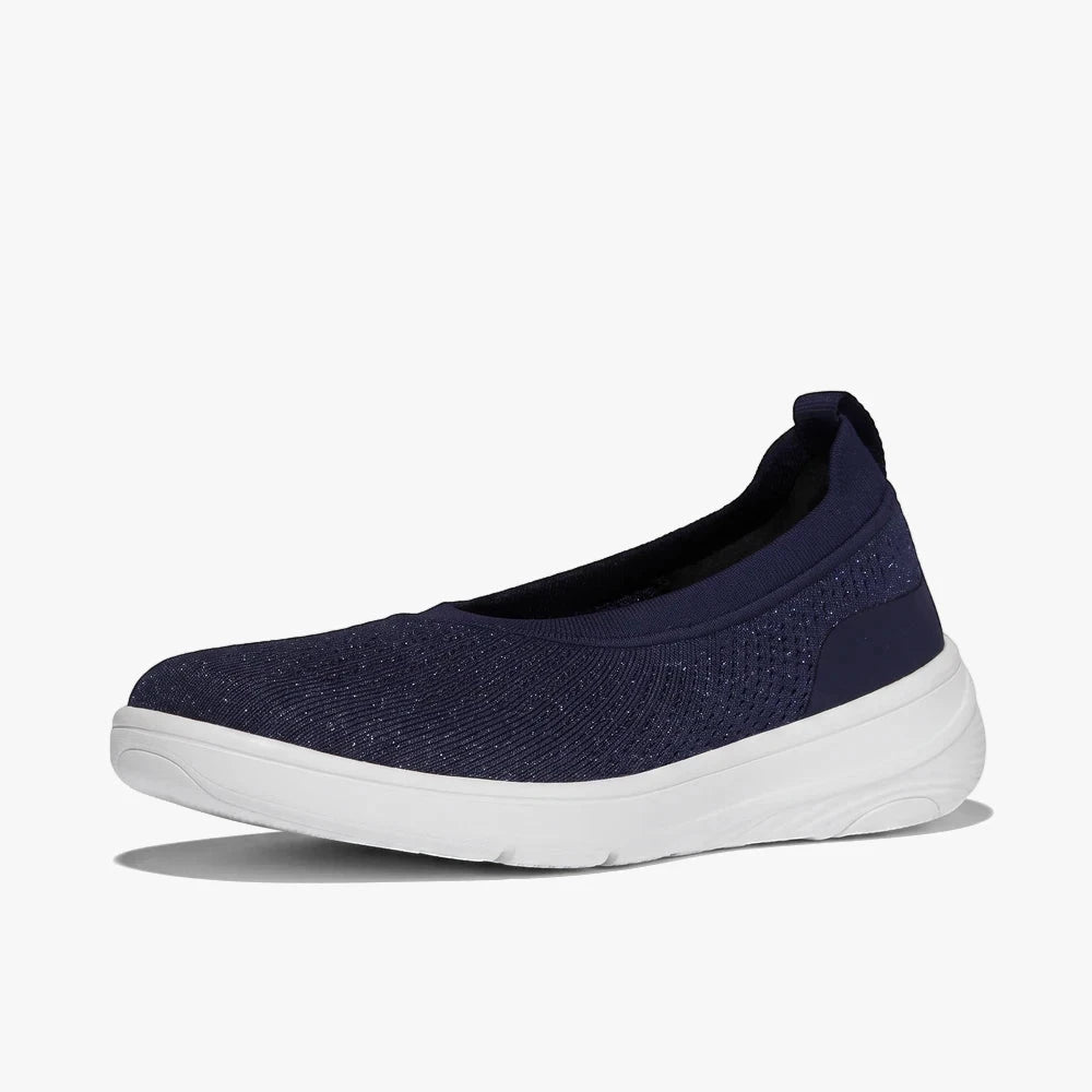 Fit Flop Womens Super Q Knit Ballerina Slip On Mid Night Navy | Fit Flop