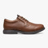 Brown Florsheim Mens Otto plain toe lace-up leather dress shoe, showcasing the textured leather and stitching details.