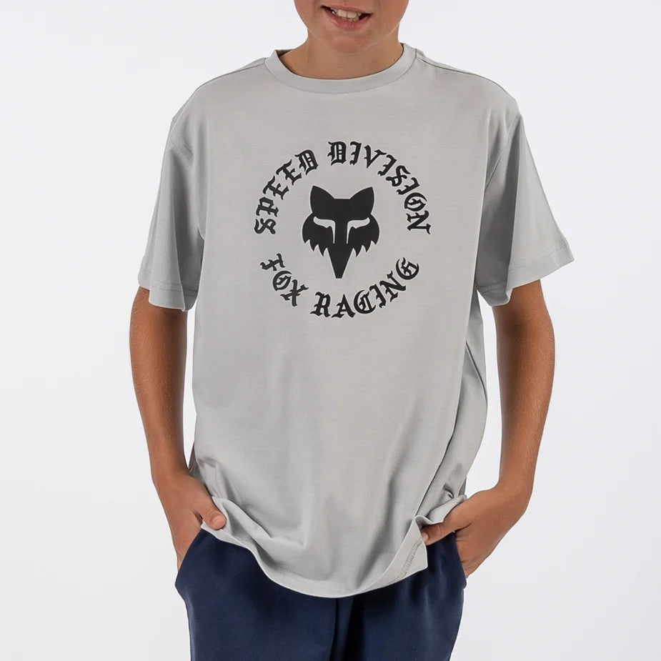 Fox Boys Badge Tee Tin Grey