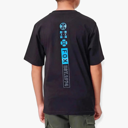 Black Fox Boys Blur Shortsleeve Tee with blue Fox logo and &