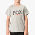 Fox Boys Energy Short Sleeve Tee in heather dirt, featuring a large black and red &