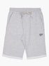 Fox boys legacy fleece shorts in heather grey with a drawstring waist and rolled cuffs, small fox logo on the left leg