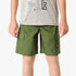 Fox Boys Mini Slambozo cargo shorts in hunter green, featuring side flap pockets and a subtle brand logo, worn by a child.