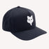 navy snapback cap with a white fox head emblem on the front panel