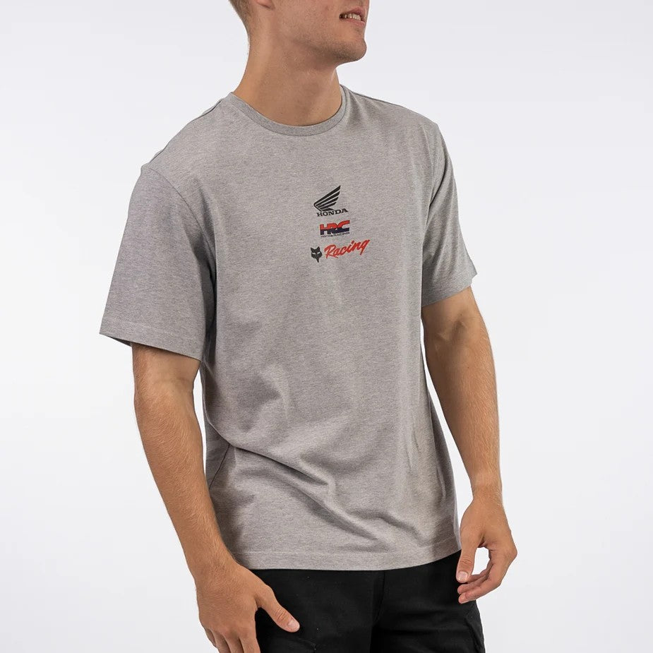Fox Mens Honda Checker Ov Tee Light Heather Grey