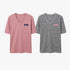 Two Fox Womens Wayfaring Short Sleeve Tees, one heather grey and one pink, featuring V-neck and chest embroidery.