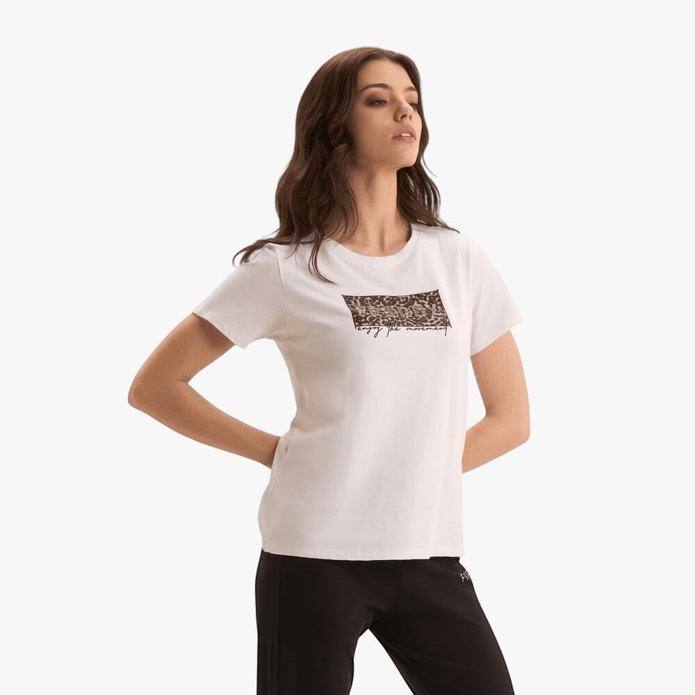 Freddy Womens Leopard Stud Tee White | Freddy