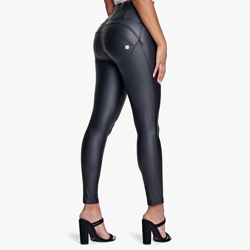 Freddy Wrup Faux Leather High Waist Full Length Pants Black | Freddy