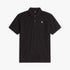 G-Star Mens Daefon Golfer Short Sleeve Black polo shirt with white G-Star RAW logo on chest, shown folded.