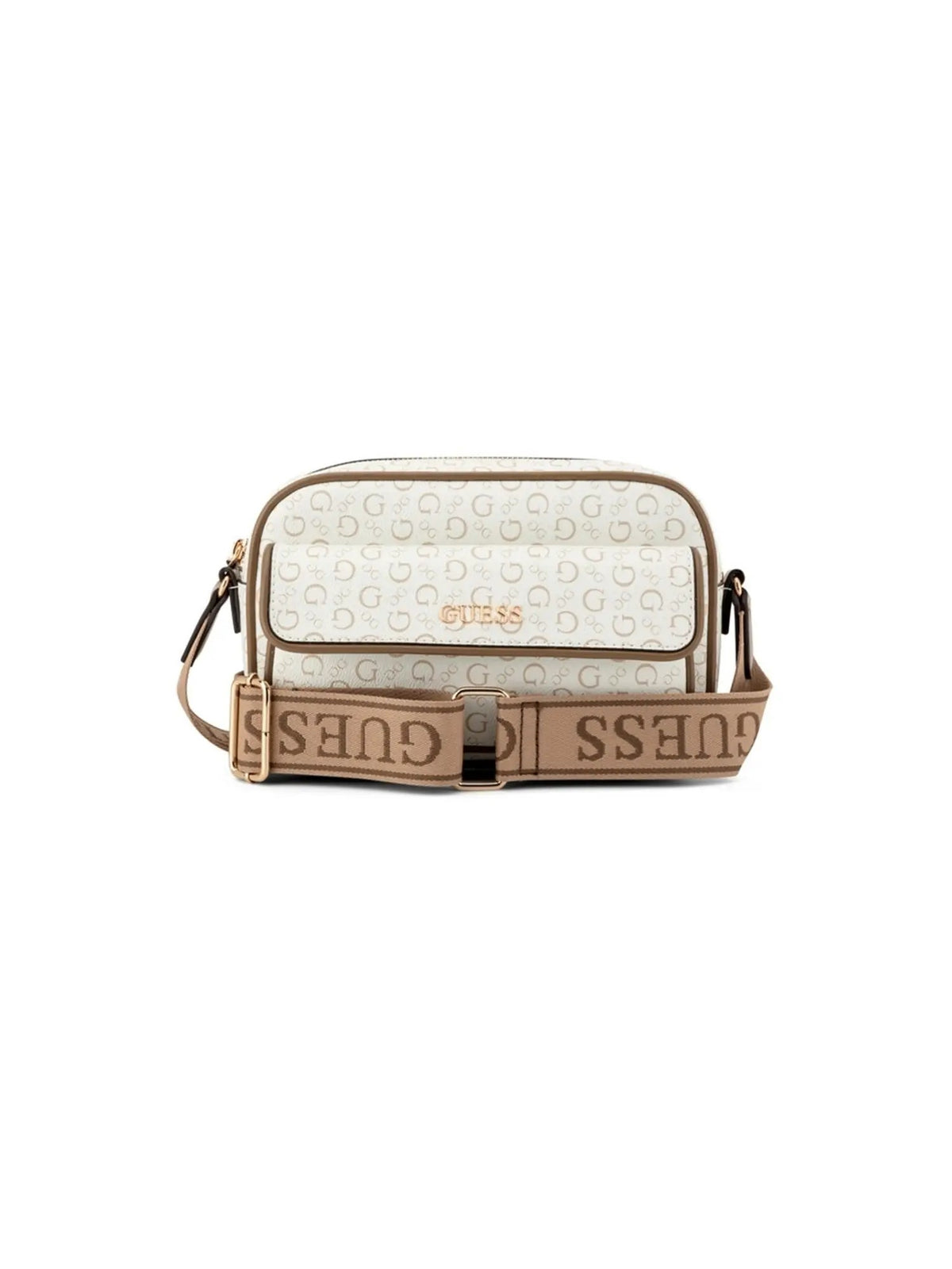 Guess Erin Mini Crossbody Top Zip White Mono