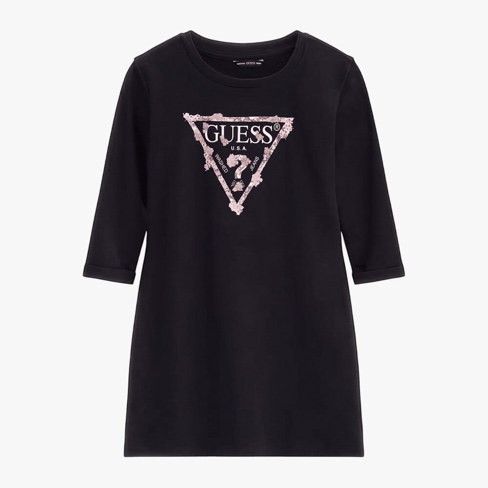 Guess Girls Long Sleeve Interlock Dress Jet Black | Guess