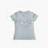 Light blue Guess Girls short sleeve v-neck t-shirt with a pastel rainbow &