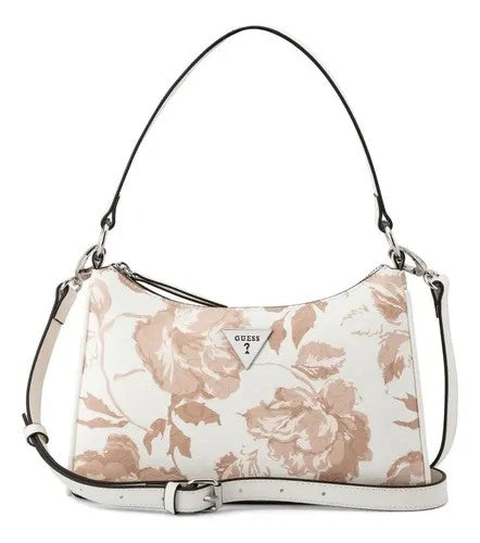 Guess Jillian Mini Top Zip Handbag White Multi