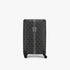 Charcoal Guess Kallisto 28 8-wheeler trolley luggage suitcase, featuring a prominent brand logo and patterned exterior,