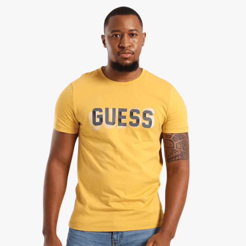 Guess Mens Cn Short Sleeve Tee Yellow