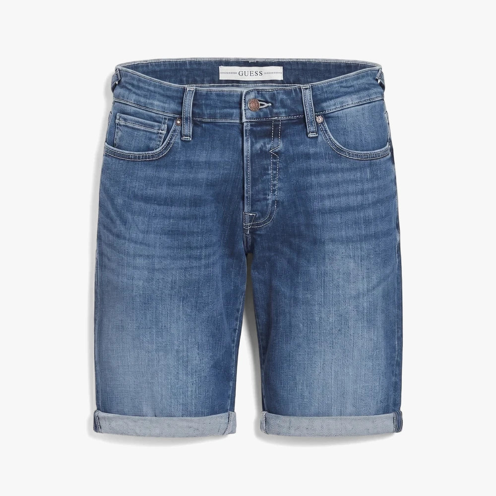 Guess Mens Denim Shorts Mid Wash