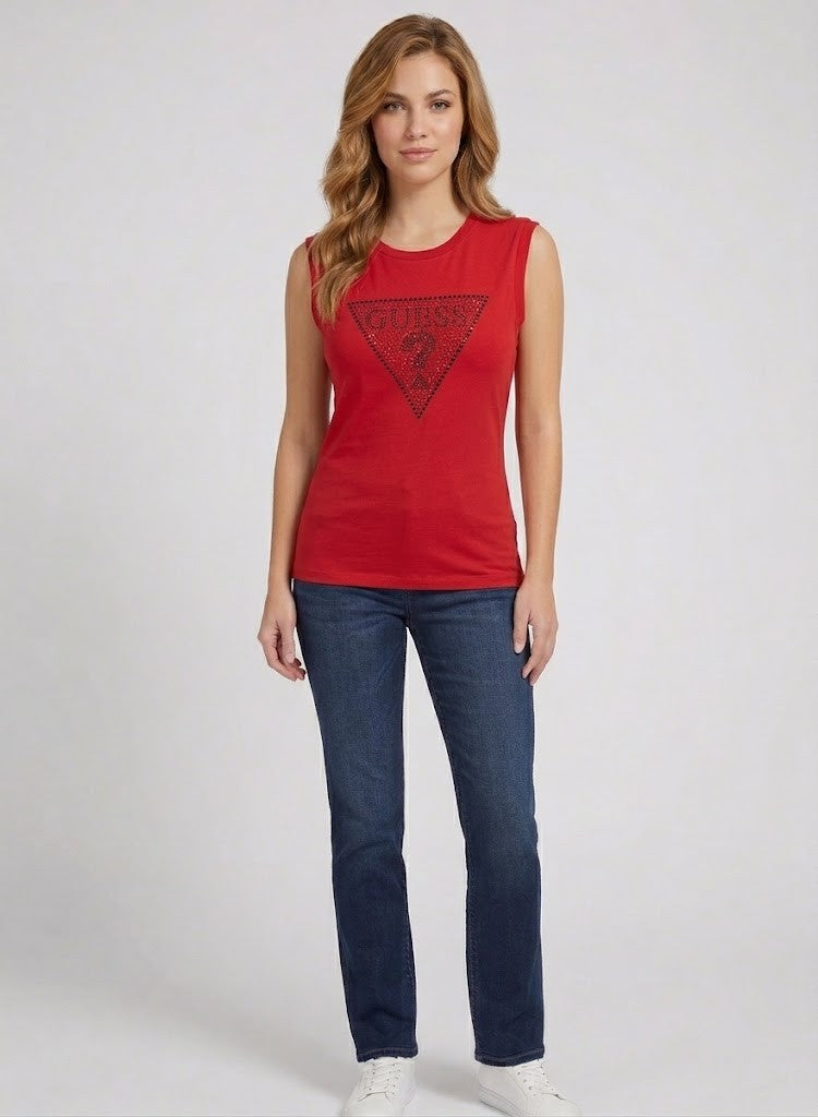 Guess Womens Ava Tank Top Red