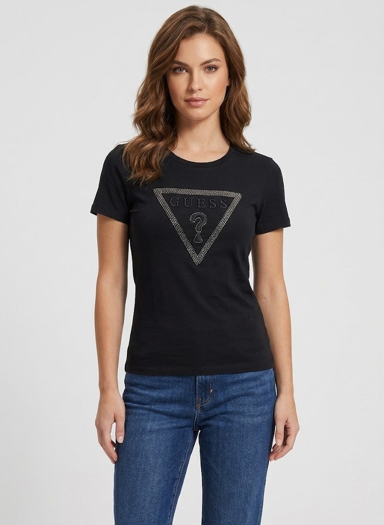 Guess Womens Charlee Bling Tee Black