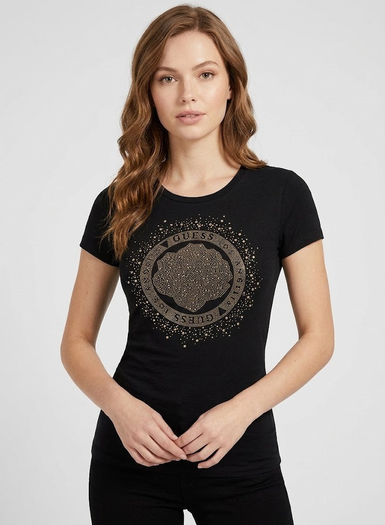 Guess Womens Elsie Bling Tee Black