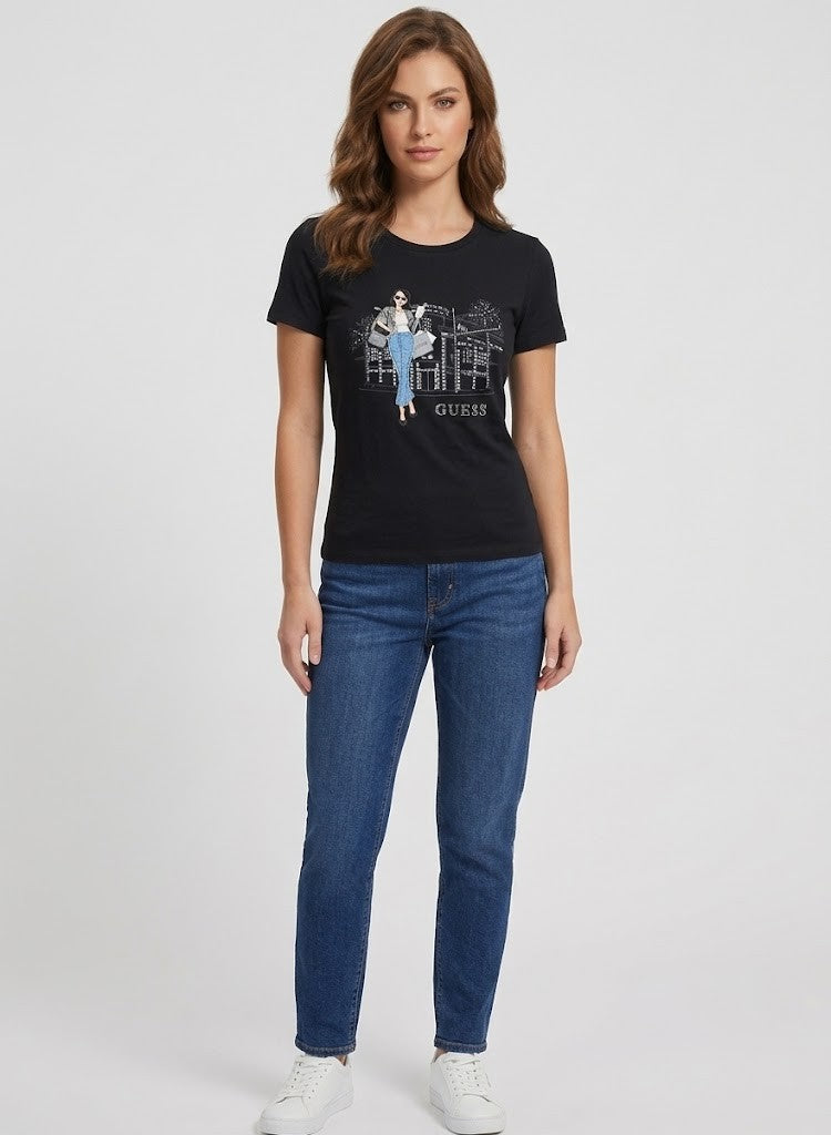 Guess Womens Hannah Tee Black