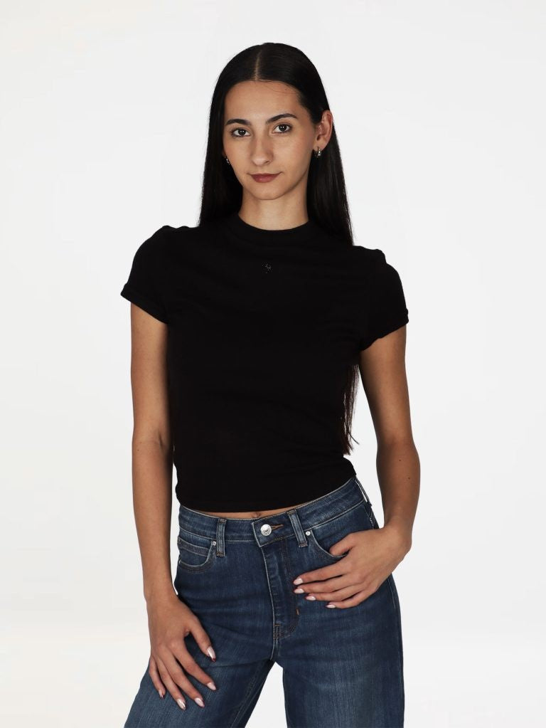 Guess Womens Licia Top Embellish Black