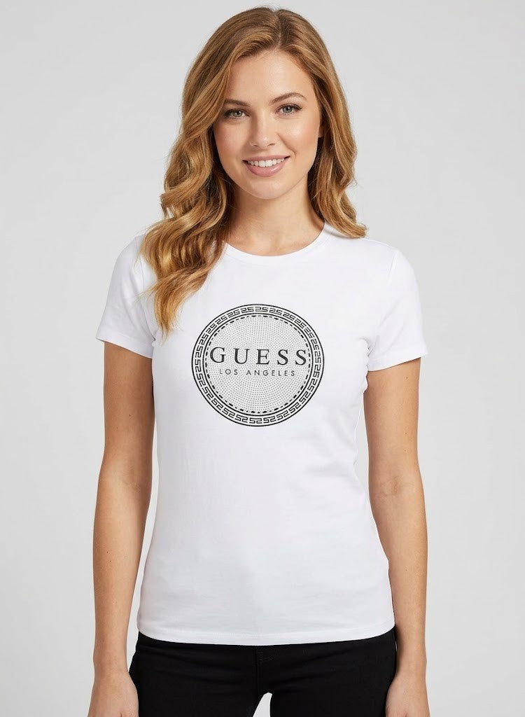 Guess Womens Mishka Bling Tee White