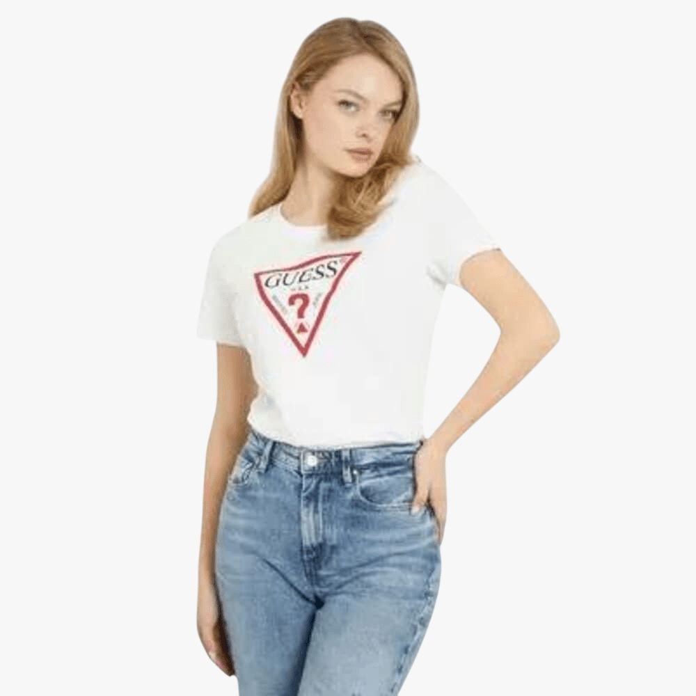 Guess Womens Original Triangle Short Sleeve Tee White | Guess