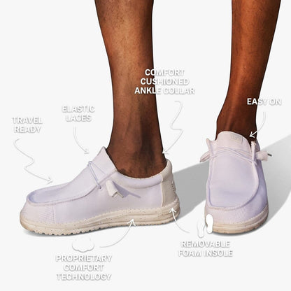 Hey Dude Mens Wally Stretch Sox White | Hey Dude