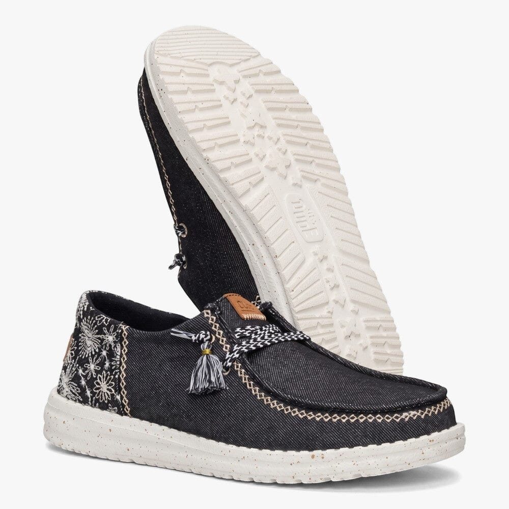 Hey Dude Womens Wendy Funk Embroid Floral Black | Hey Dude