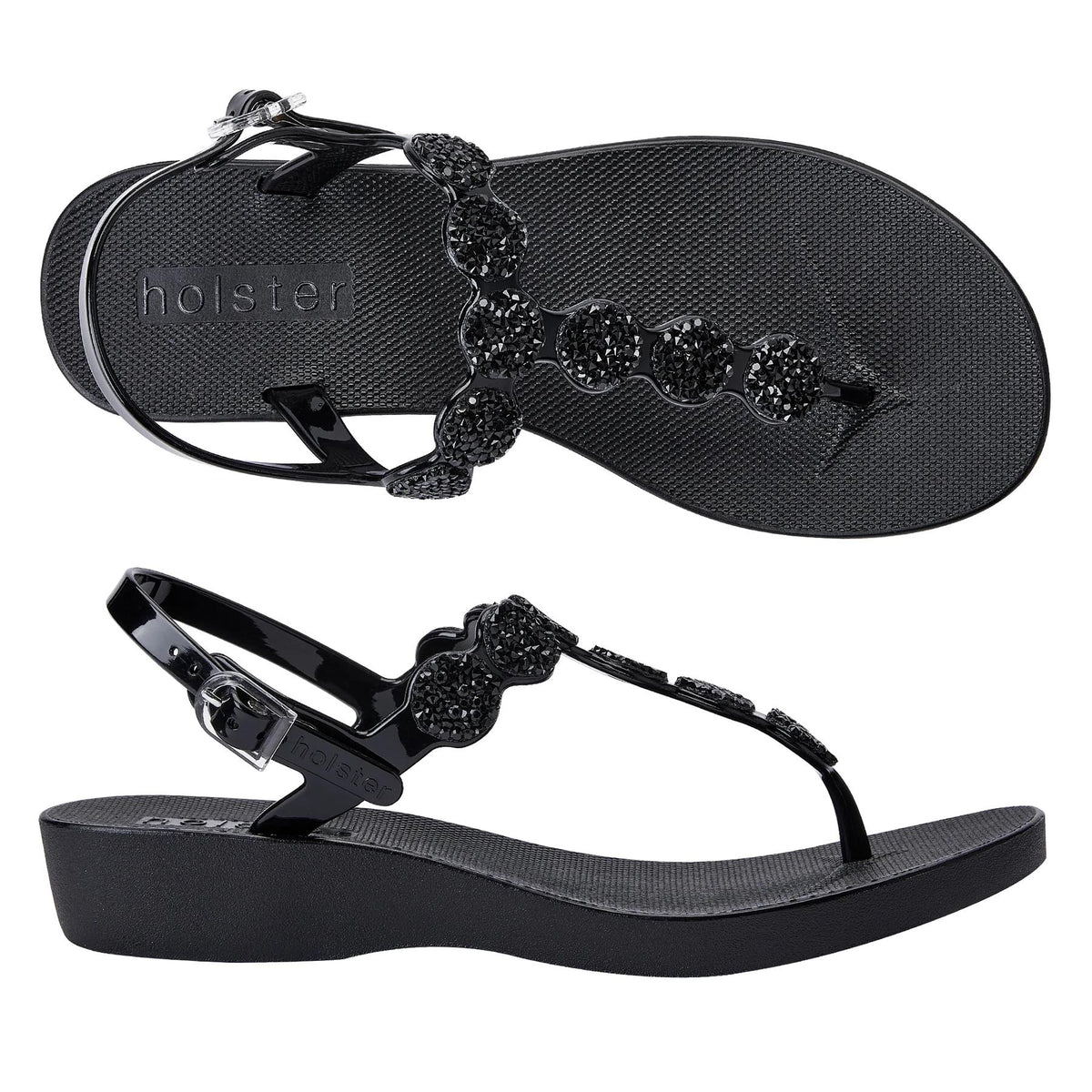 Holster Womens Giselle Wedge Sandal Black