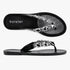A pair of black Holster Womens Glam Sandals with sparkling embellished straps, shown in both a top-down flat lay and an