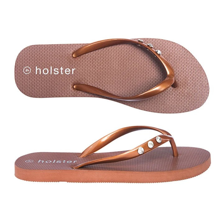 Holster Womens Holiday Flip Flops Bronze