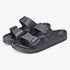 A pair of dark grey Hoster Womens Sundreamer Sandals with two adjustable buckle straps, seen from a slightly elevated view.