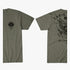 Howziter Mens Ck Warbird Short Sleeve Tee in olive green, displaying both back and front views with detailed graphic prints.
