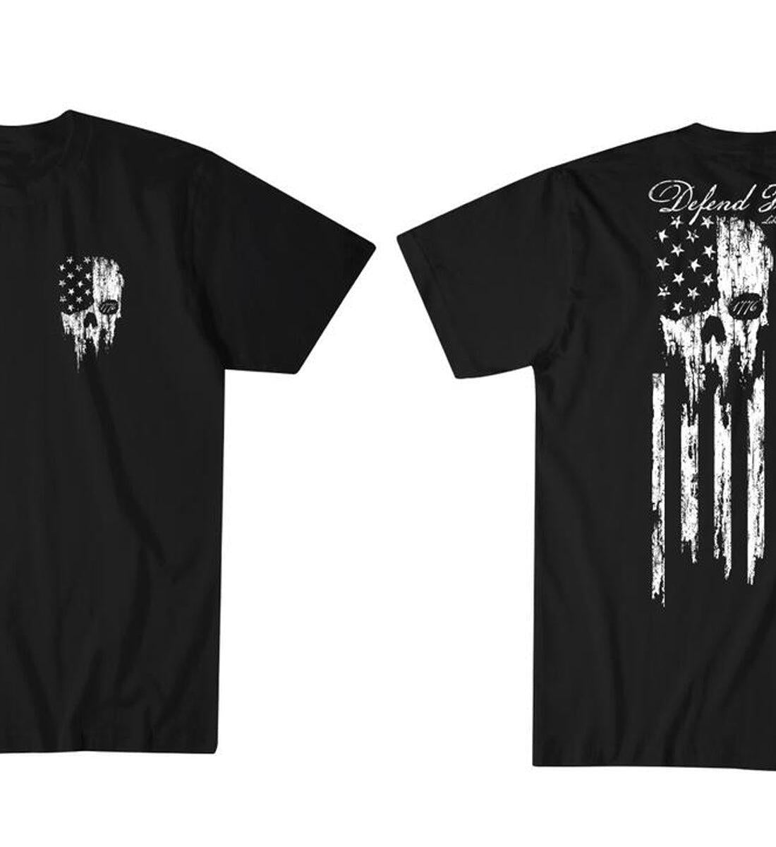 Howziter Mens Defend Freedom  Short Sleeve Tee Black