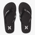 Pair of black Hurley Iconic Flip Flops featuring textured soles and white Hurley logos on both the straps and heels.