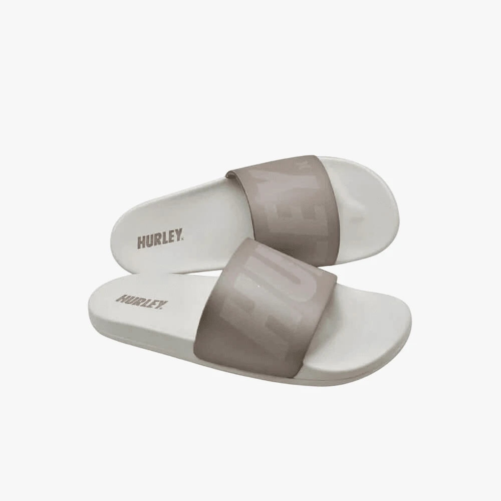 Hurley Mens Fastlane Slide Sandal H010 in bone with wide strap, cushioned footbed, and quick-dry comfort for casual wear