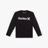 Black Hurley Oao Quickdry long sleeve rashguard shirt featuring the white Hurley logo on the chest.
