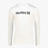 White Hurley Oao Quickdry Rashguard Long Sleeve for men, featuring a black Hurley logo on the chest, designed for sun