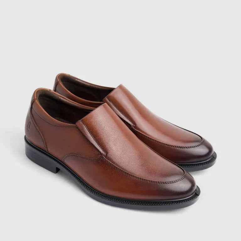 Hush Puppies Mens Perigrin Cow Leather Shoe Dark Tan