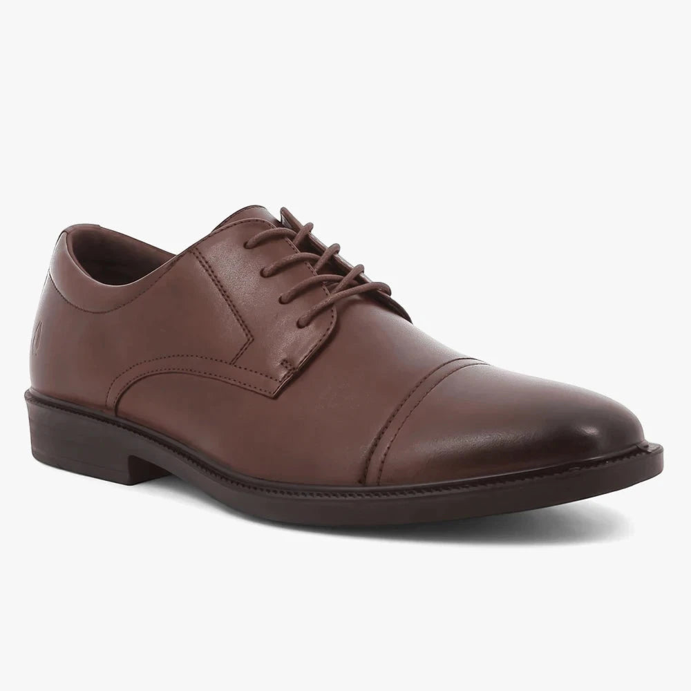 Hush Puppies Mens Reggie Cow Leather Shoe Dark Tan | Hush Puppies