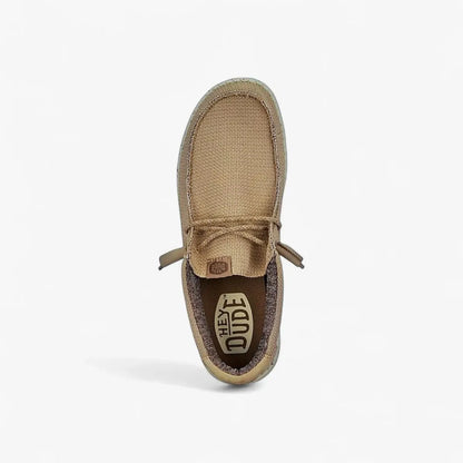 Hey Dude Mens Wally Sport Mesh Tan White | Hey Dude
