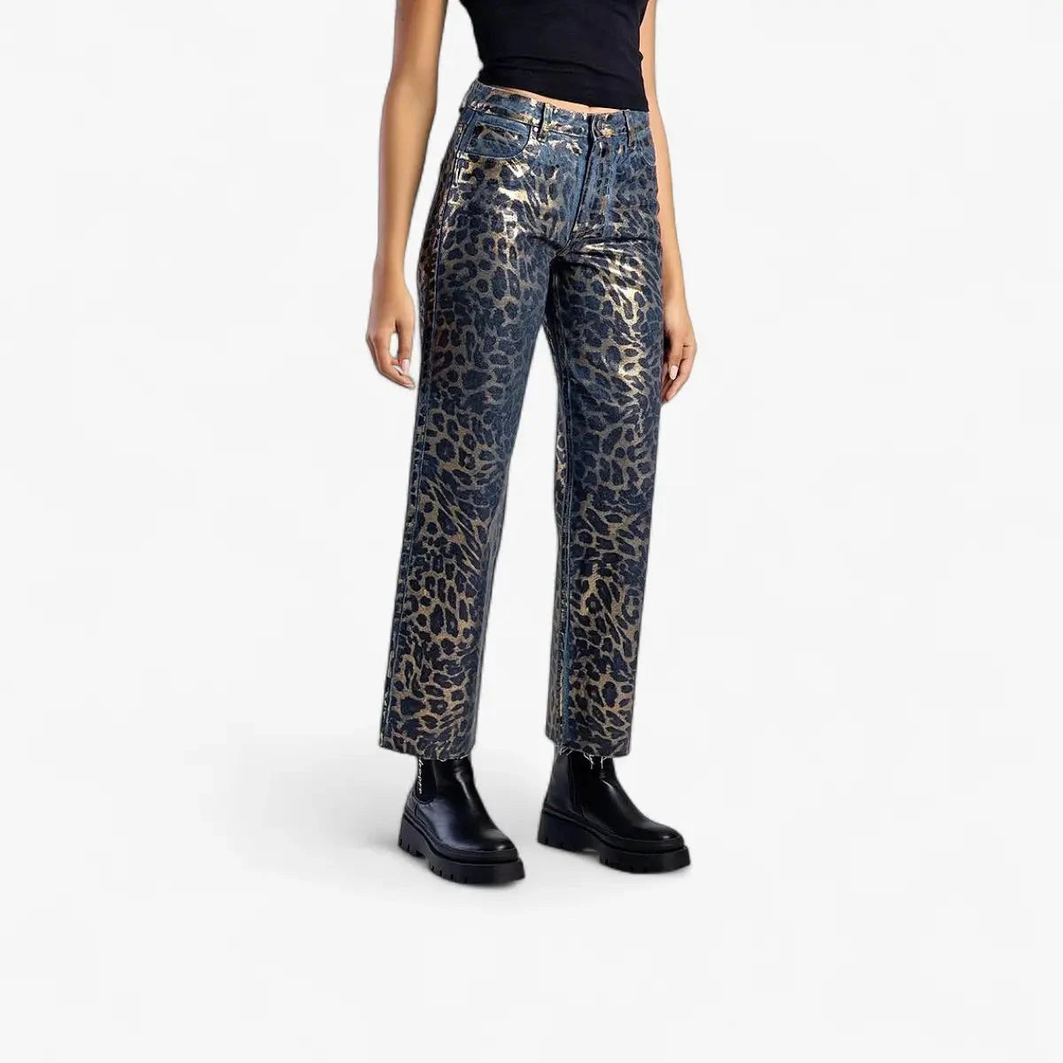 Sissy Boy High Waist Wide Leg Jean Leopard Foil Med Vintage | Sissy Boy