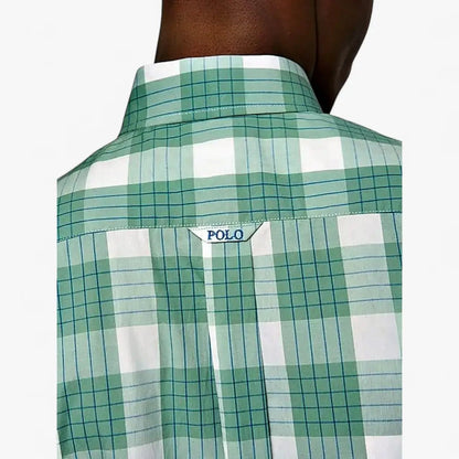 Polo Mens Short Sleeve Check Shirt Green | Polo