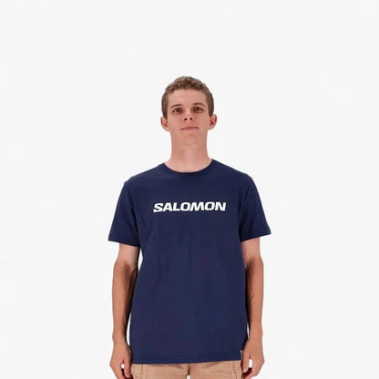 Salomon Mens Core Logo Short Sleeve Tee Blue Nights | Salomon