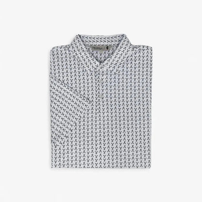 Pringle Mens George Printed Technical Short Sleeve Golfer White | Pringle